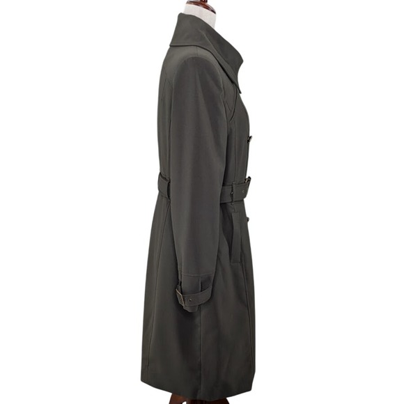 Vintage Green Military Trench‎ Coat Kristen Blake Studio Collection Belted M - Picture 3 of 7